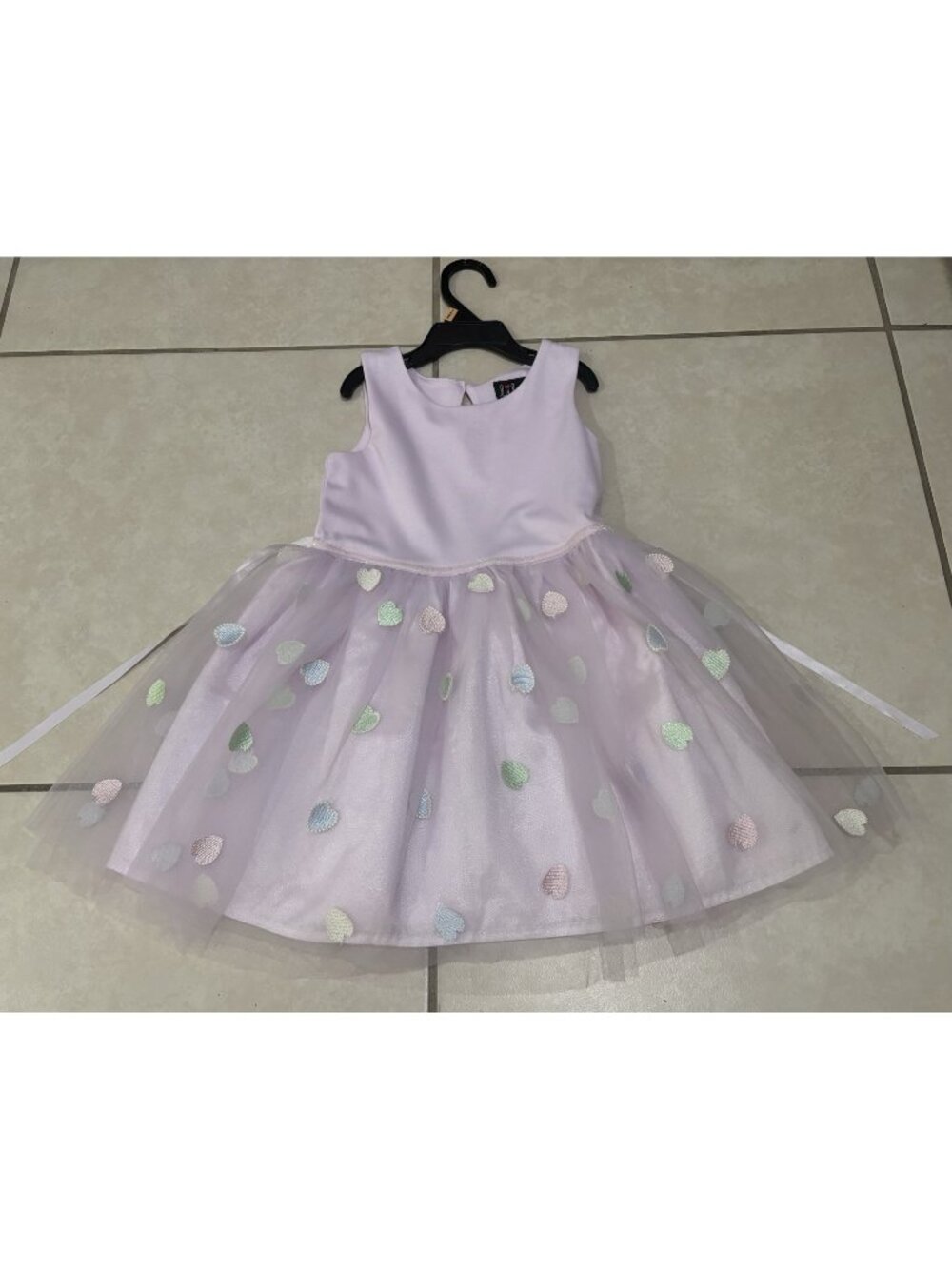 Lilt Toddler Girls Dress Tulle Overlay Purple Lavender Pastel Hearts Size 5T